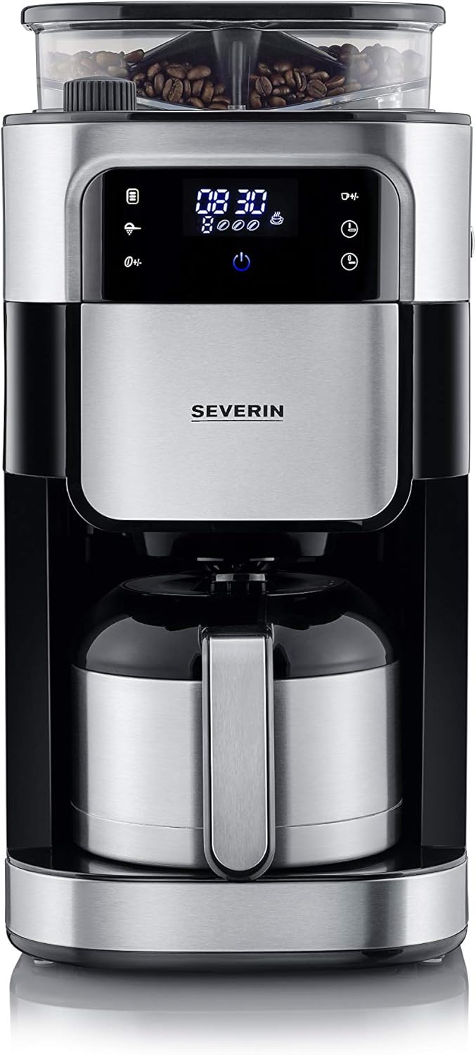 SEVERIN Filterkaffeemaschine mit Edelstahl-Mahlwerk und Thermokanne