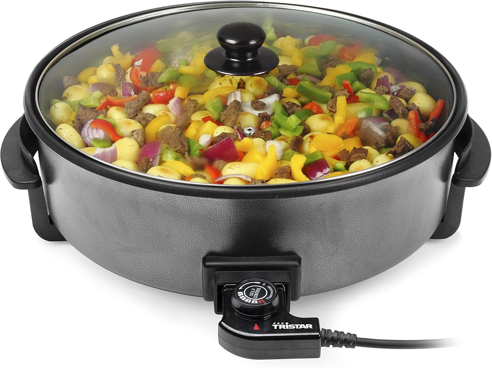 Padella multifunzione Tristar - 7,5 l, diametro 40 cm, termostato regolabile, rivestimento antiaderente, 1500 watt