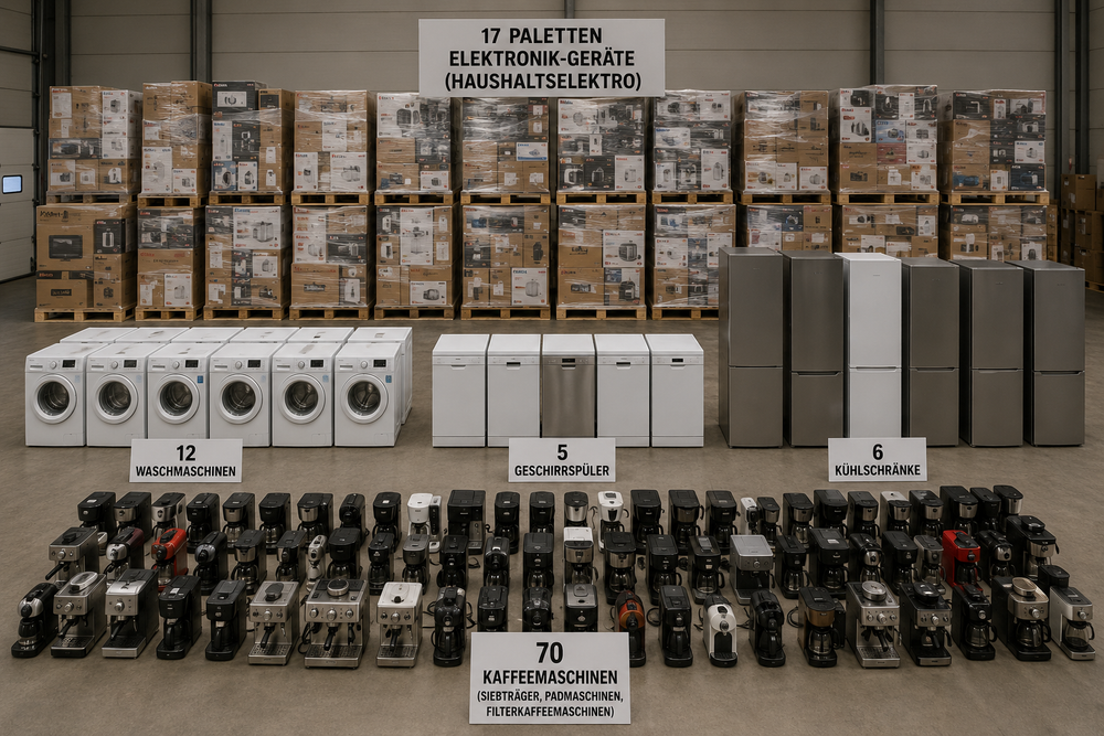 17 Paletten Elektro-Mischware (reparaturbedürftig!) und vieles mehr (reparaturbedürftig!)